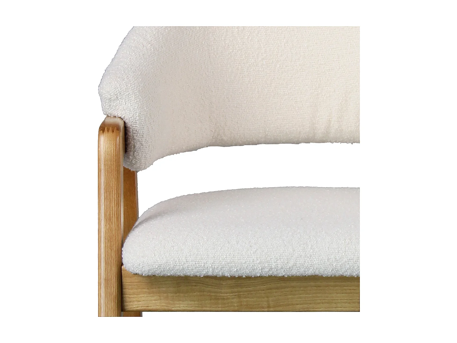 WOOL-Chaise en Frêne naturel et Tissu Curly Ecru (x2)