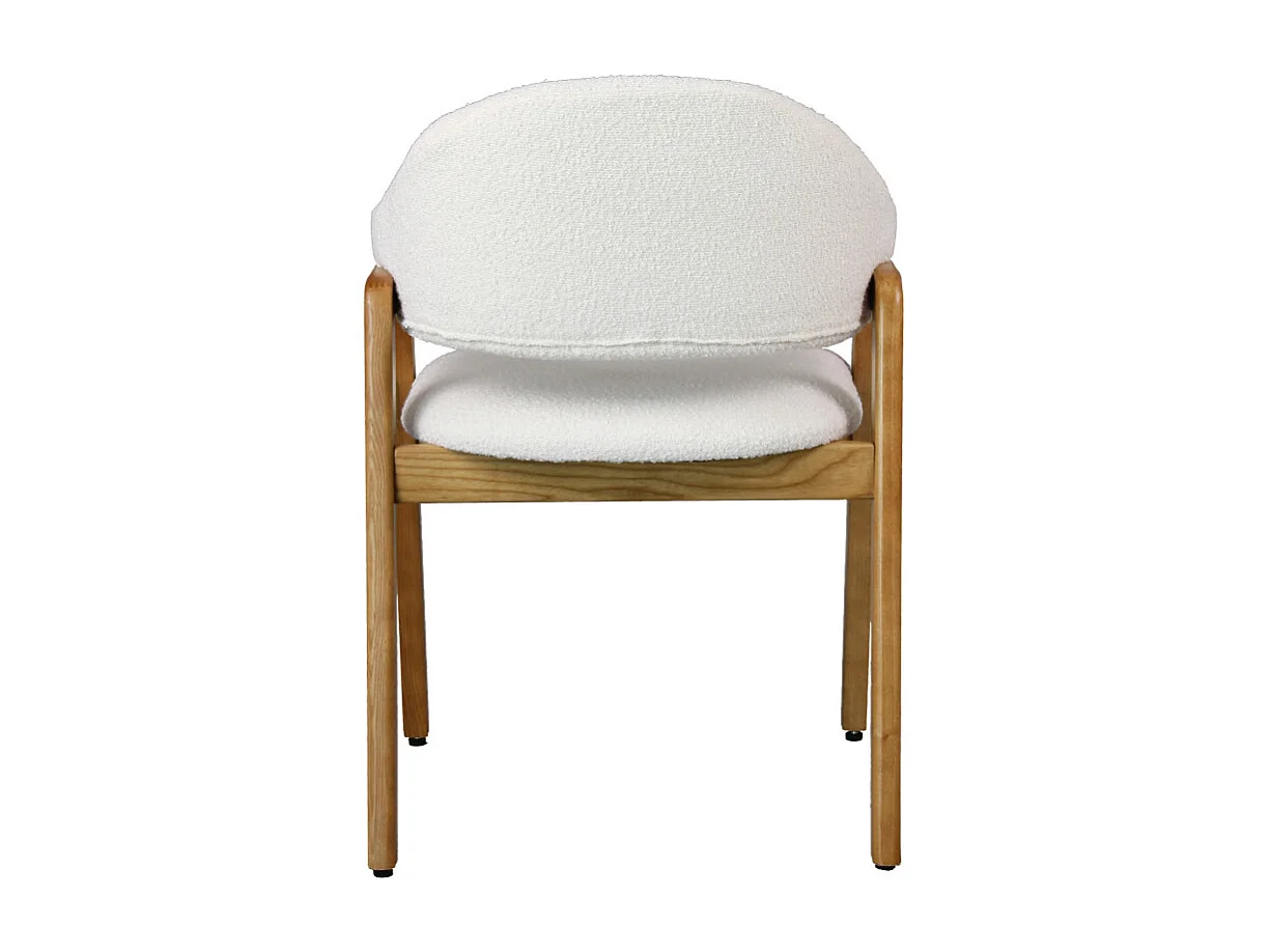 WOOL-Chaise en Frêne naturel et Tissu Curly Ecru (x2)