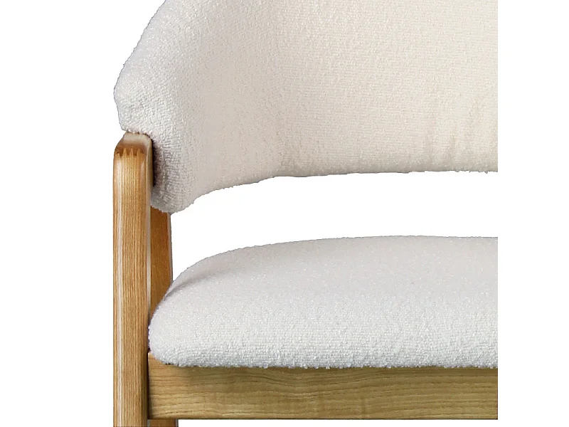 WOOL-Chaise en Frêne naturel et Tissu Curly Ecru (x2)