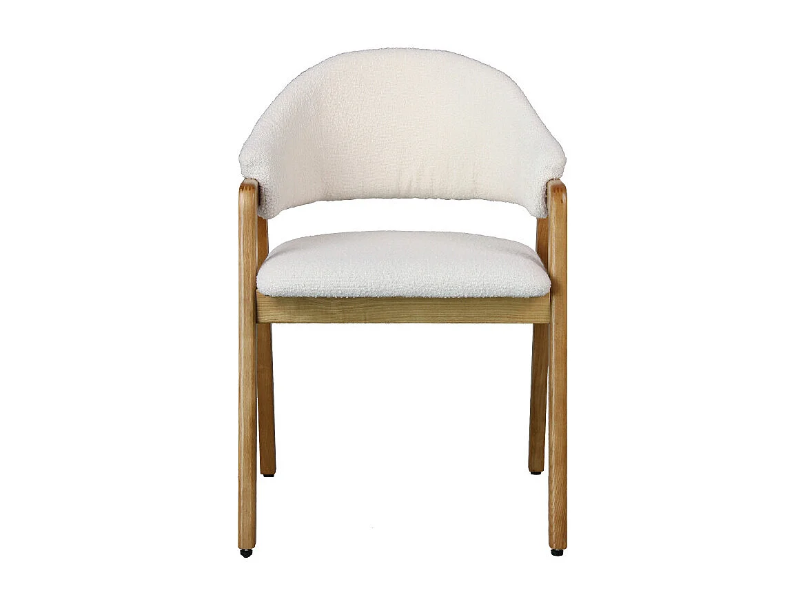 WOOL-Chaise en Frêne naturel et Tissu Curly Ecru (x2)