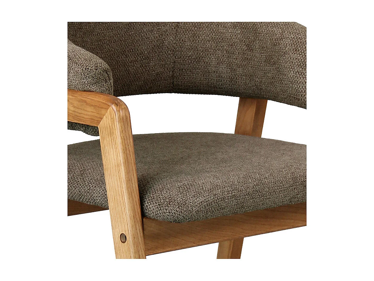 WOOL-Sedia in tessuto marrone e frassino naturale (x2)