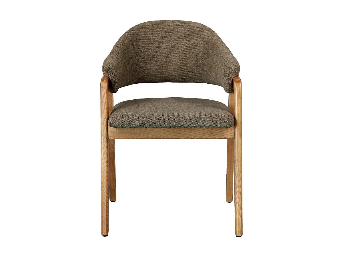 WOOL-Sedia in tessuto marrone e frassino naturale (x2)