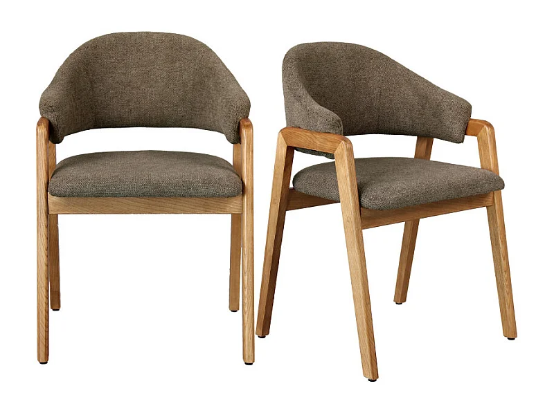 WOOL-Sedia in tessuto marrone e frassino naturale (x2)