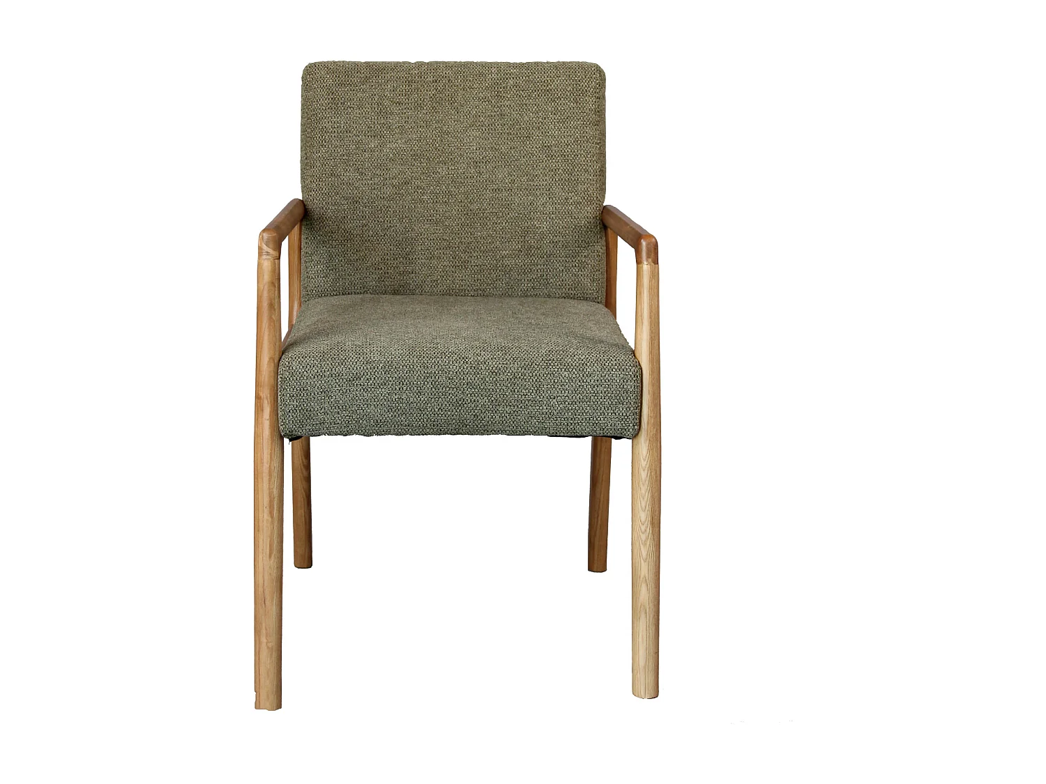ALBAN-Fauteuil de table en Frêne naturel et tissu Trendy Sauge (x2)