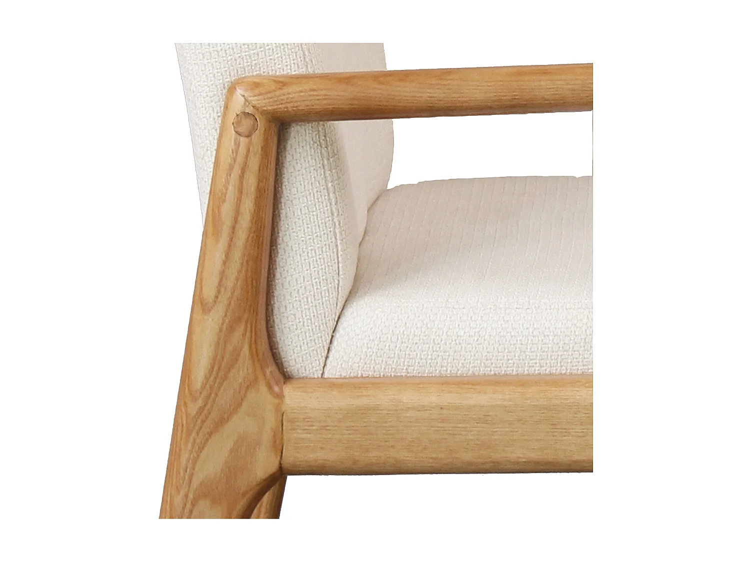 ALBAN-Fauteuil de table en Frêne naturel et tissu Trendy Ecru (x2)