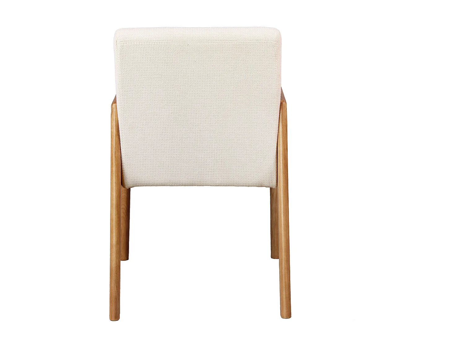 ALBAN-Fauteuil de table en Frêne naturel et tissu Trendy Ecru (x2)
