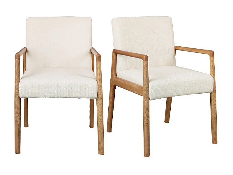 ALBAN-Poltrona da tavolo ecrù e frassino naturale (x2)