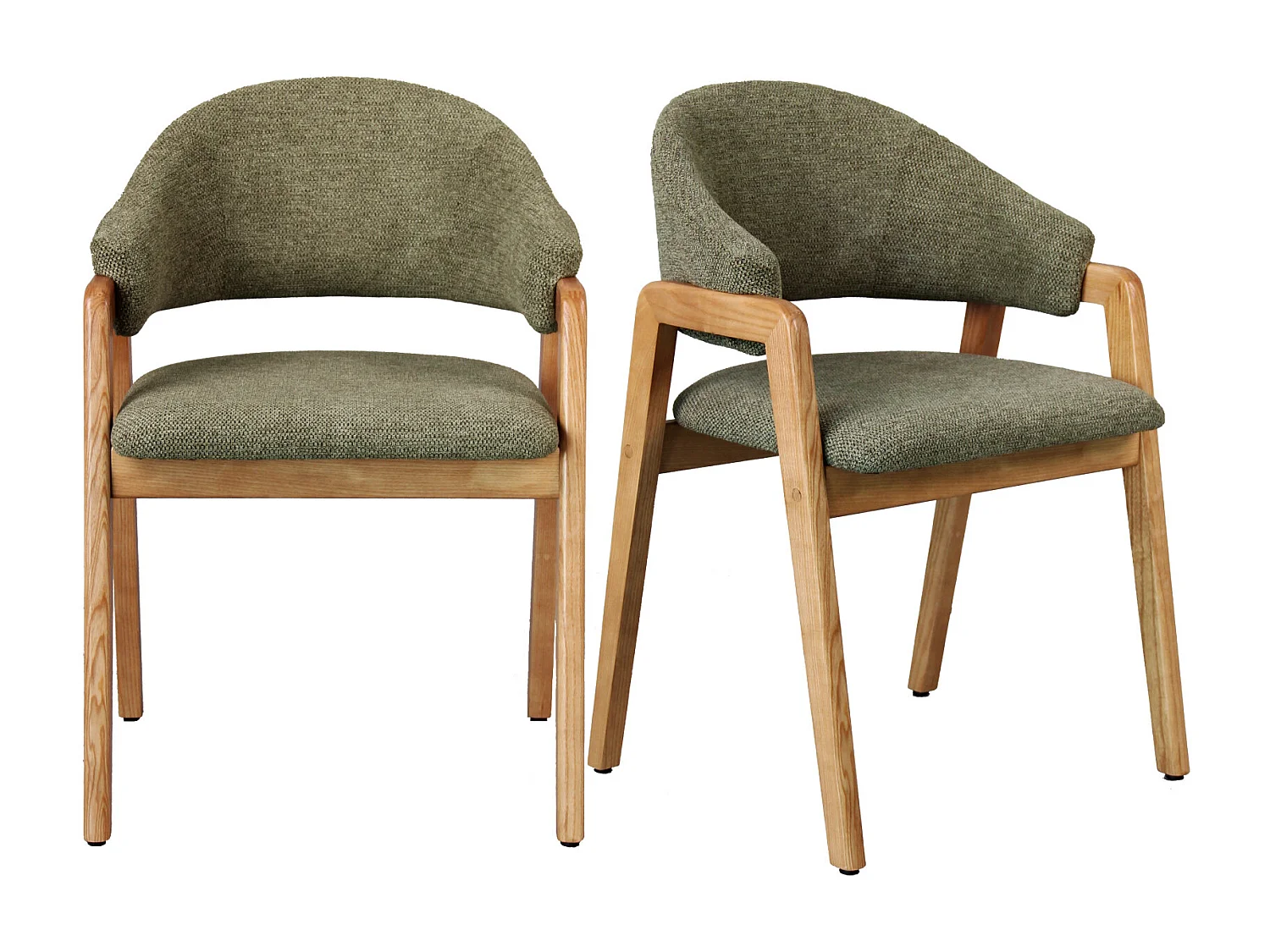 WOOL-Silla de tela verde y fresno natural (x2)