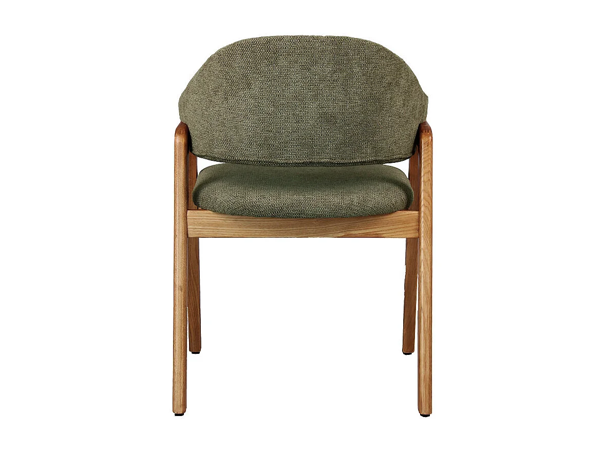 WOOL-Sedia in tessuto verde e frassino naturale (x2)