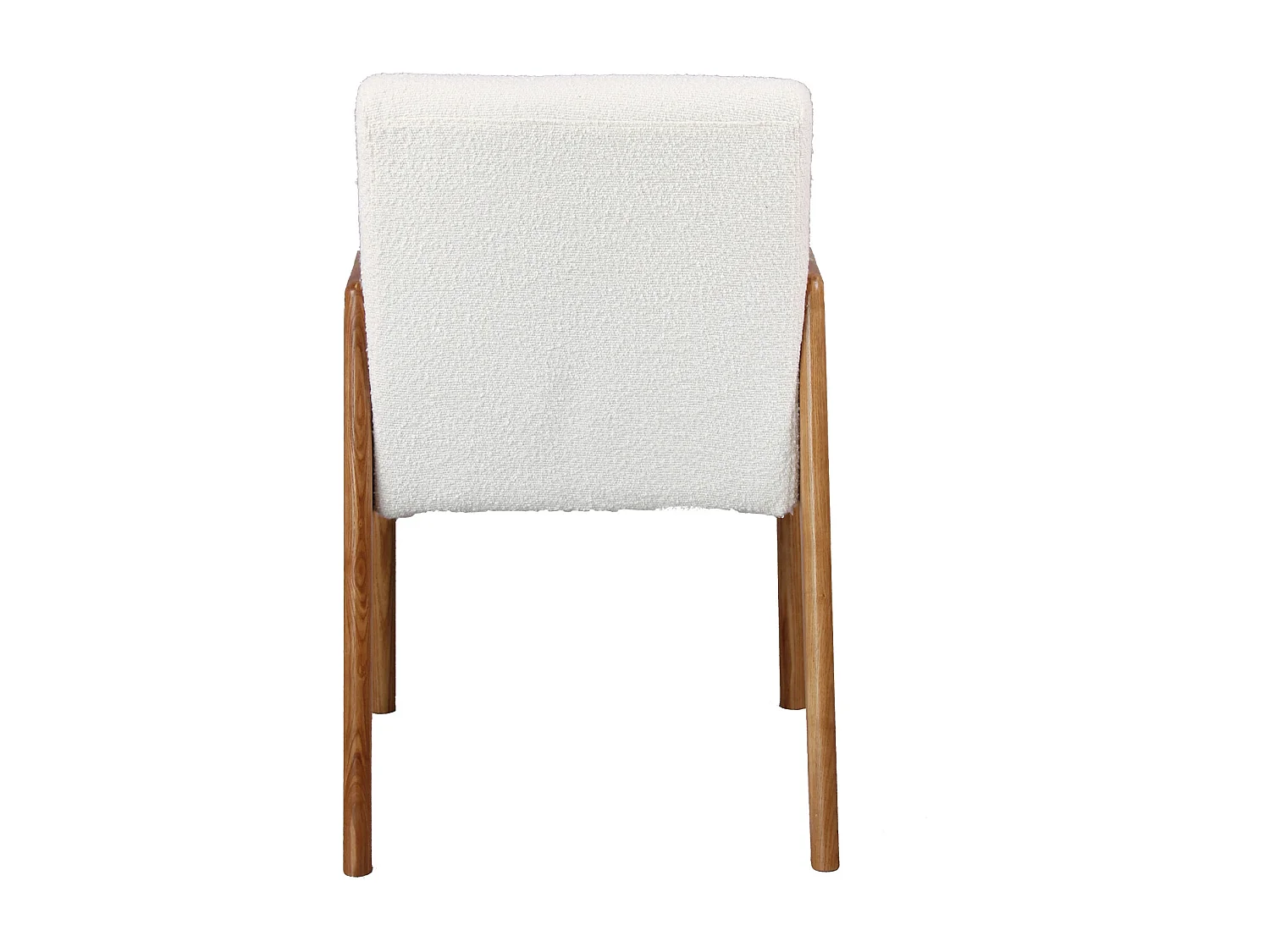 ALBAN-Fauteuil de table en Frêne naturel et tissu Curly Ecru (x2)