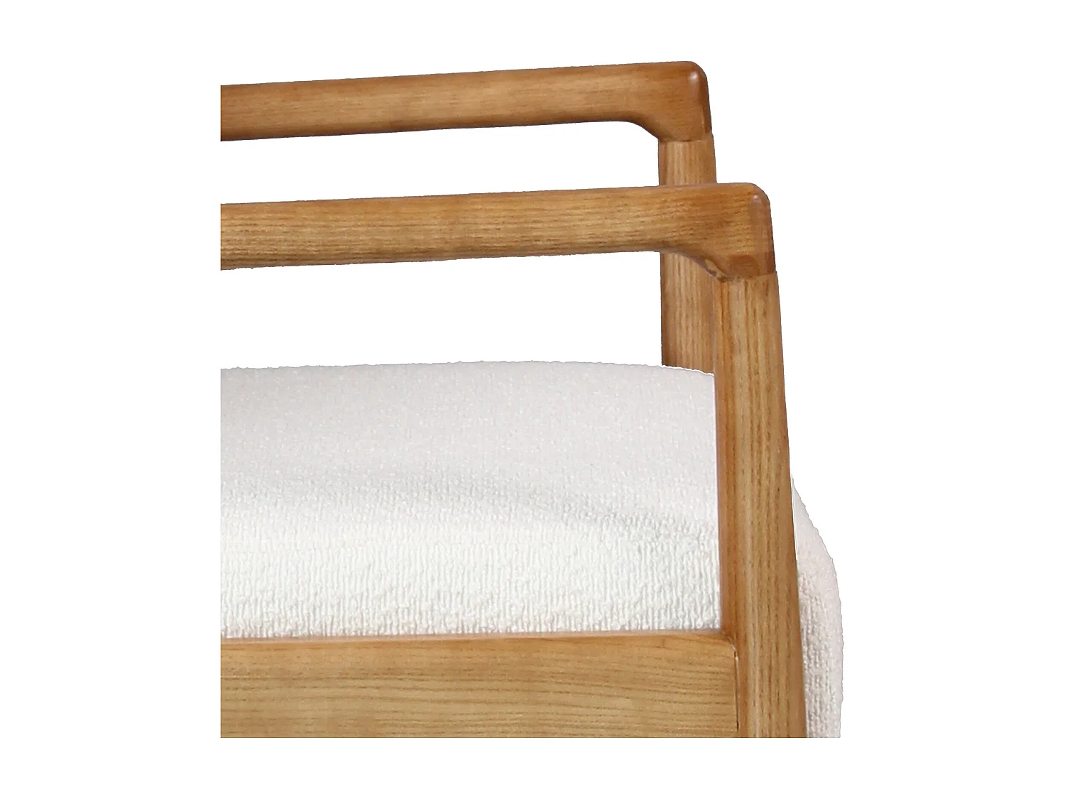 ALBAN-Fauteuil de table en Frêne naturel et tissu Curly Ecru (x2)