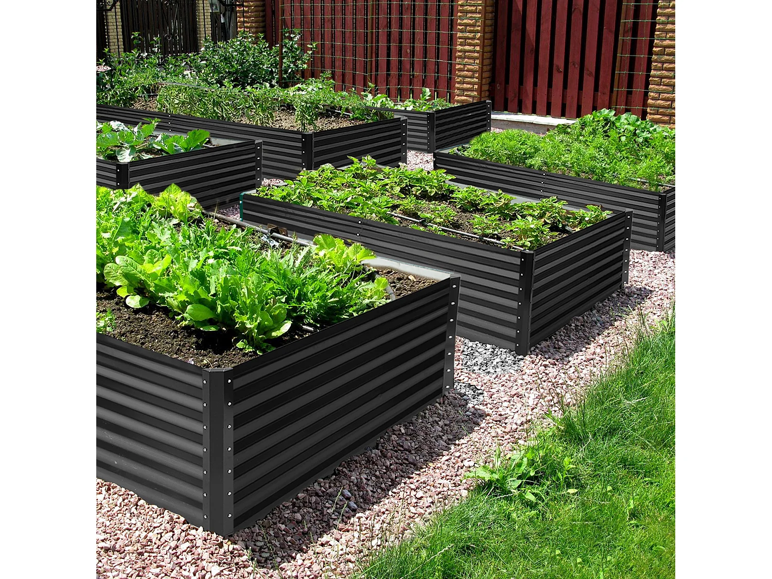 YITAHOME Carré Potager de Jardin Exterieur- 180x90x60cm - en Métal - Sac pour Les Légumes - Sac à Fleur et Fruit - Noir