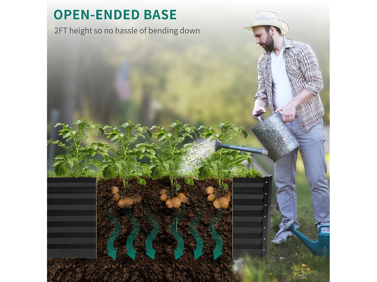 YITAHOME Carré Potager de Jardin Exterieur- 180x90x60cm - en Métal - Sac pour Les Légumes - Sac à Fleur et Fruit - Noir