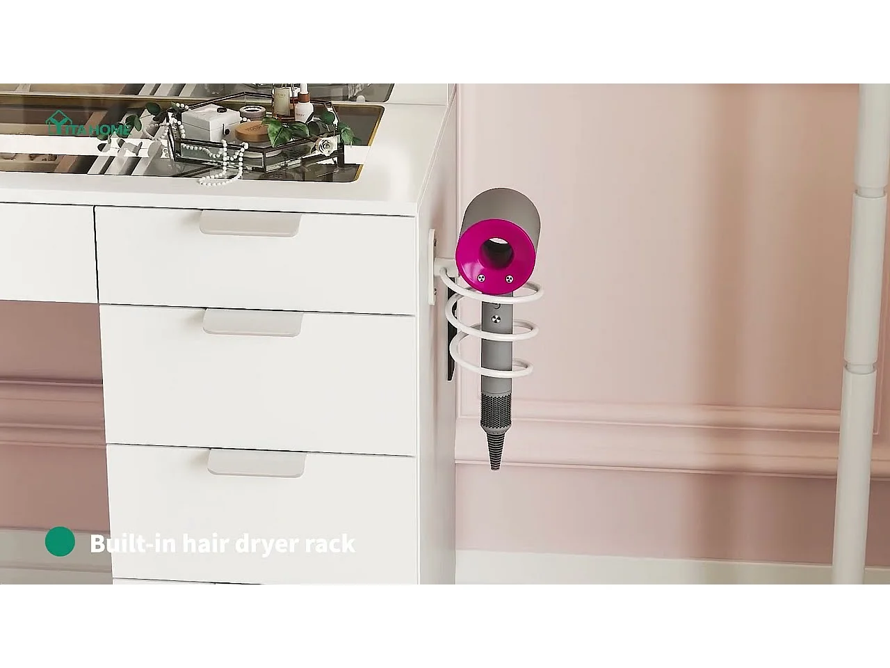 YITAHOME Coiffeuse avec Éclairage LED - Coiffeuse avec Miroir - Table de Maquillage avec Prise Électrique - 11 tiroirs - Blanc