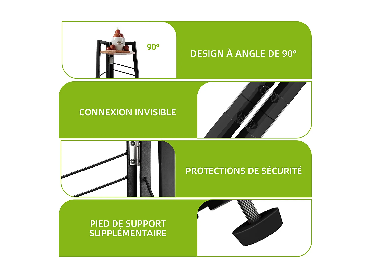 YITAHOME Bibliothèque à 5 Niveaux Étagère d'Angle, Étagère Industrielle Moderne en Bois pour des Livres, Marron Rustique