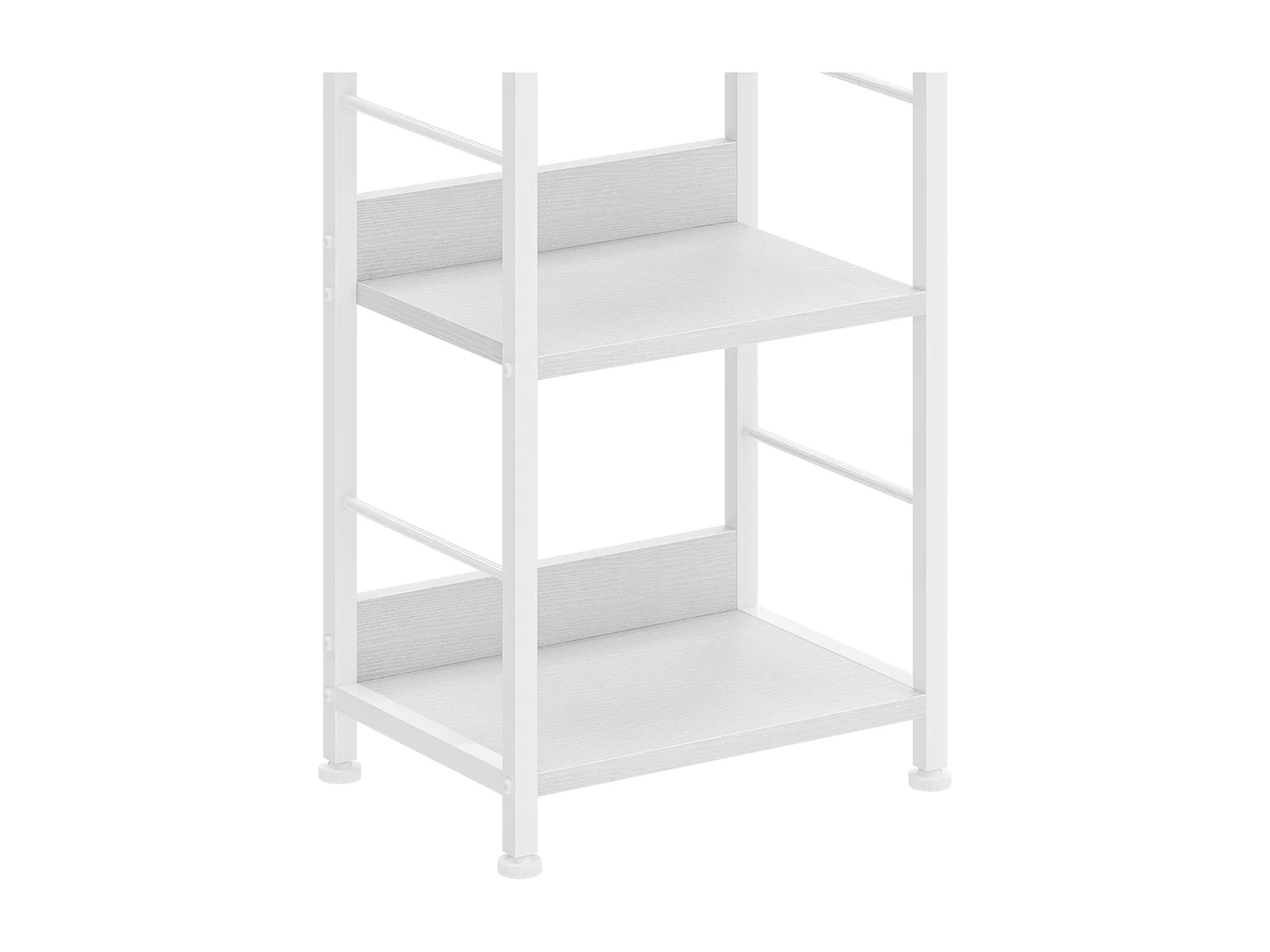 YITAHOME Étagère à 6 Niveaux avec 4 Crochets, Étagères en Bois et en Cadre Métallique, pour Salon, Bureau, Blanc