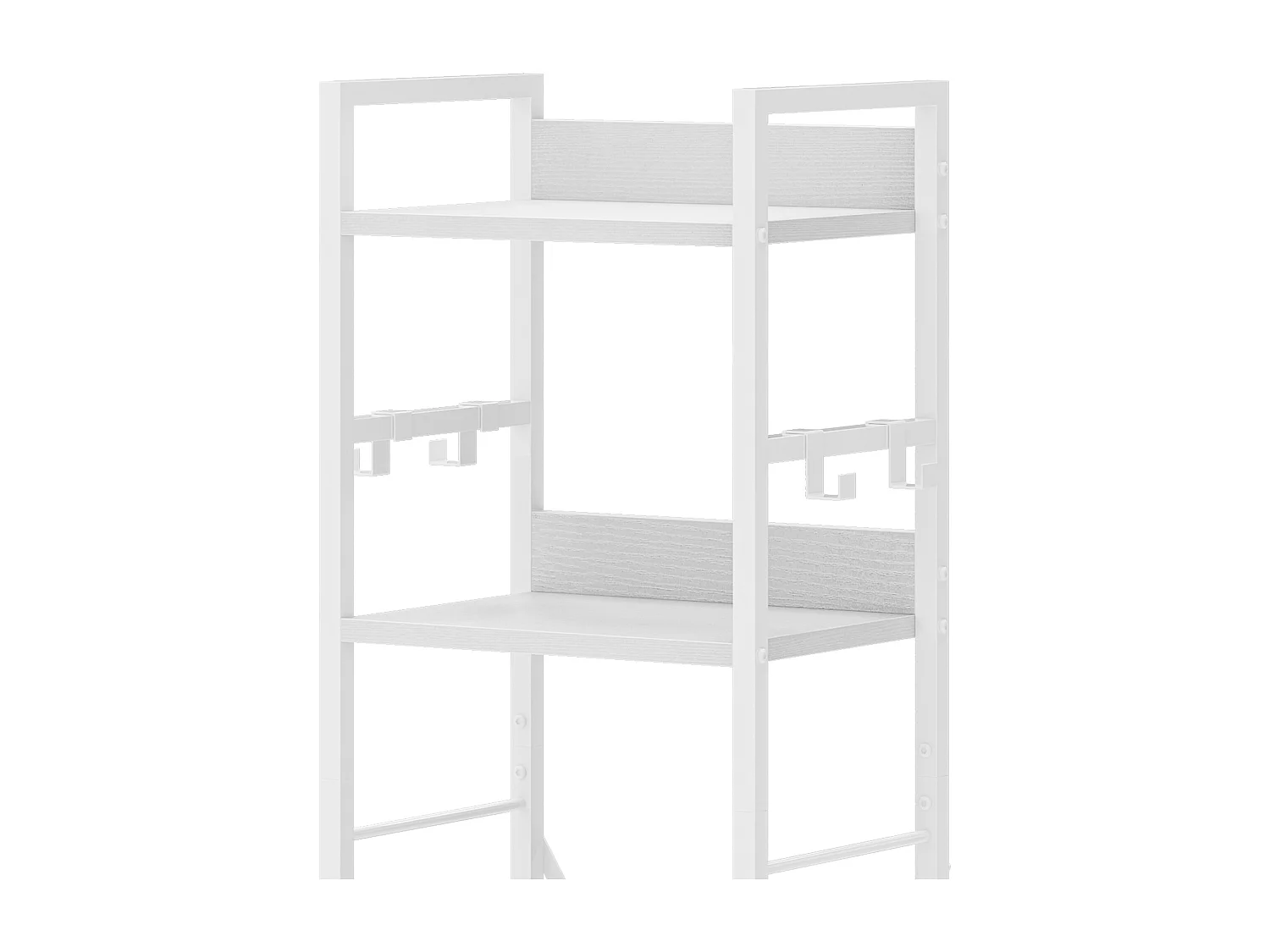 YITAHOME Étagère à 6 Niveaux avec 4 Crochets, Étagères en Bois et en Cadre Métallique, pour Salon, Bureau, Blanc