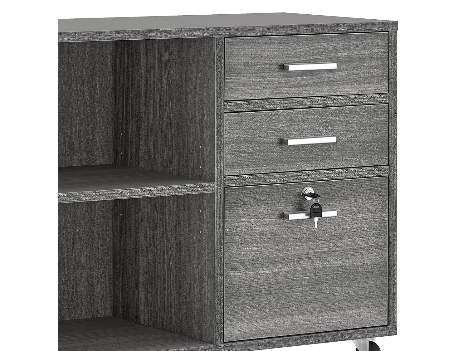 YITAHOME Armoire de Classement Mobile en Bois à 3 tiroirs, Armoire de Rangement avec Verrouillable, Gris