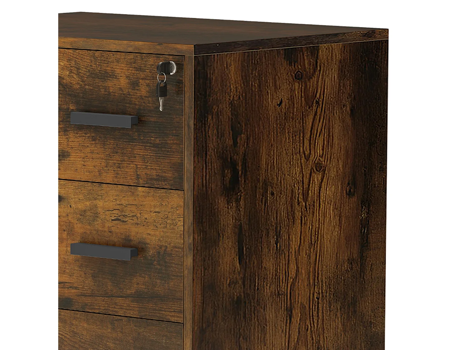 YITAHOME Meuble Rangement Bureau, Caisson 3 Tiroirs Une Porte, Support d'imprimante sur 4 Roulettes Mobile, Marron Rustique