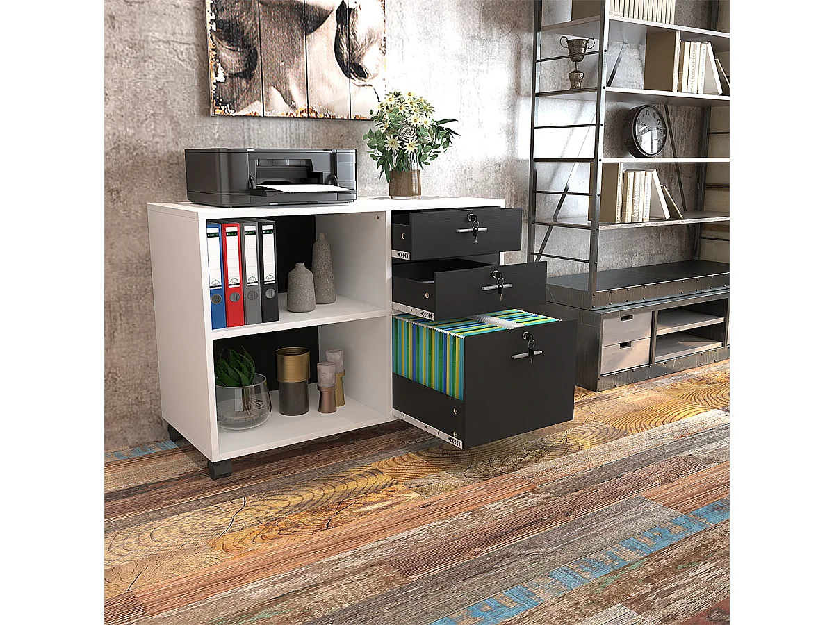 YITAHOME Armoire de Classement à 3 Tiroirs pour Documents de Format A4, Armoire de Rangement Latérale en Bois, pour Le Bureau