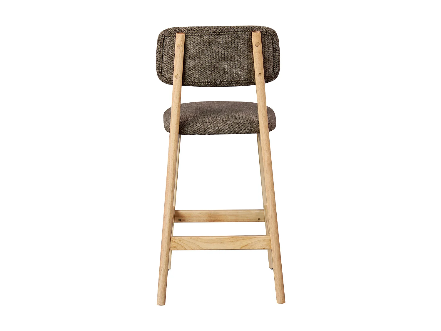 CLIFF-Tabouret de bar en bois naturel et Tissu Trendy Taupe (x2)