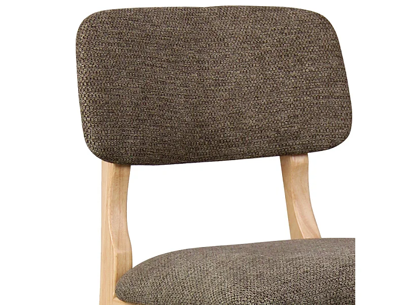 CLIFF-Taburete de bar, tela marrón y madera natural (x2)