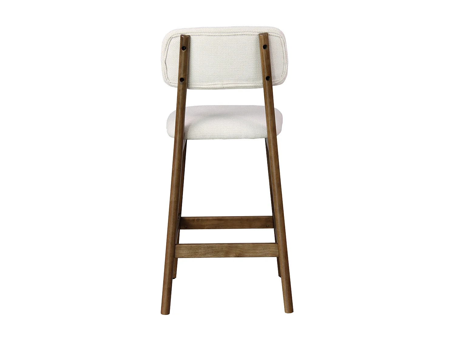 CLIFF-Sgabello da bar, tessuto ecrù e legno noce (x2)