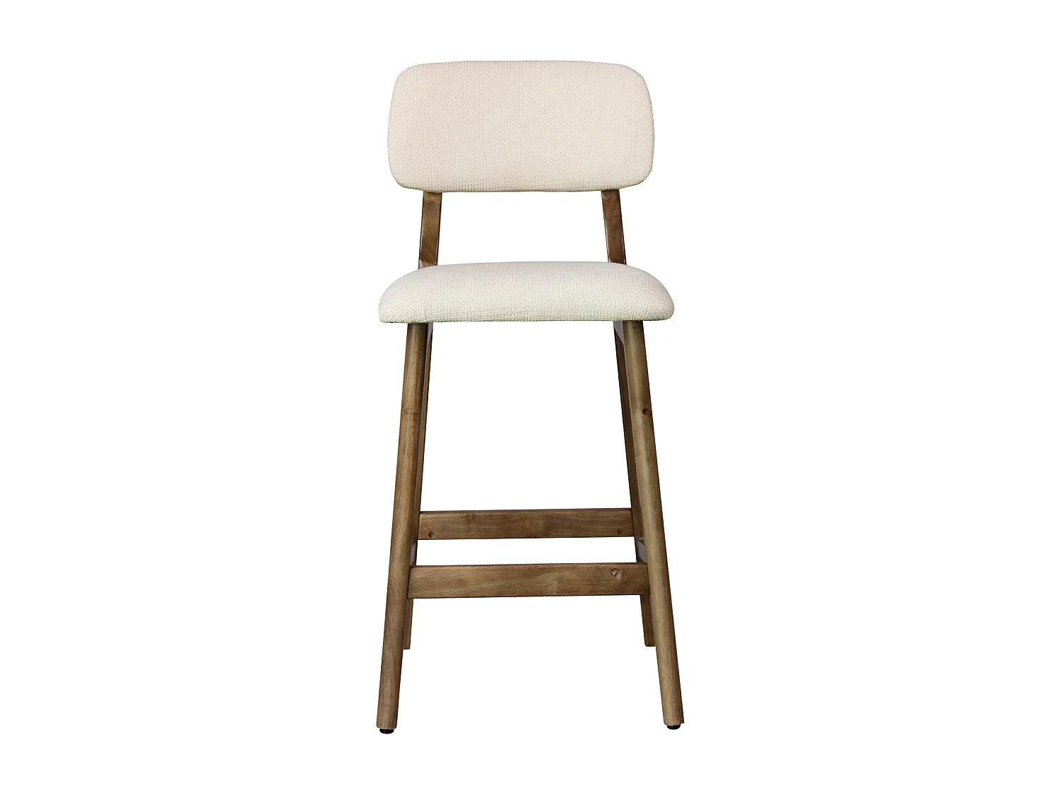 CLIFF-Sgabello da bar, tessuto ecrù e legno noce (x2)