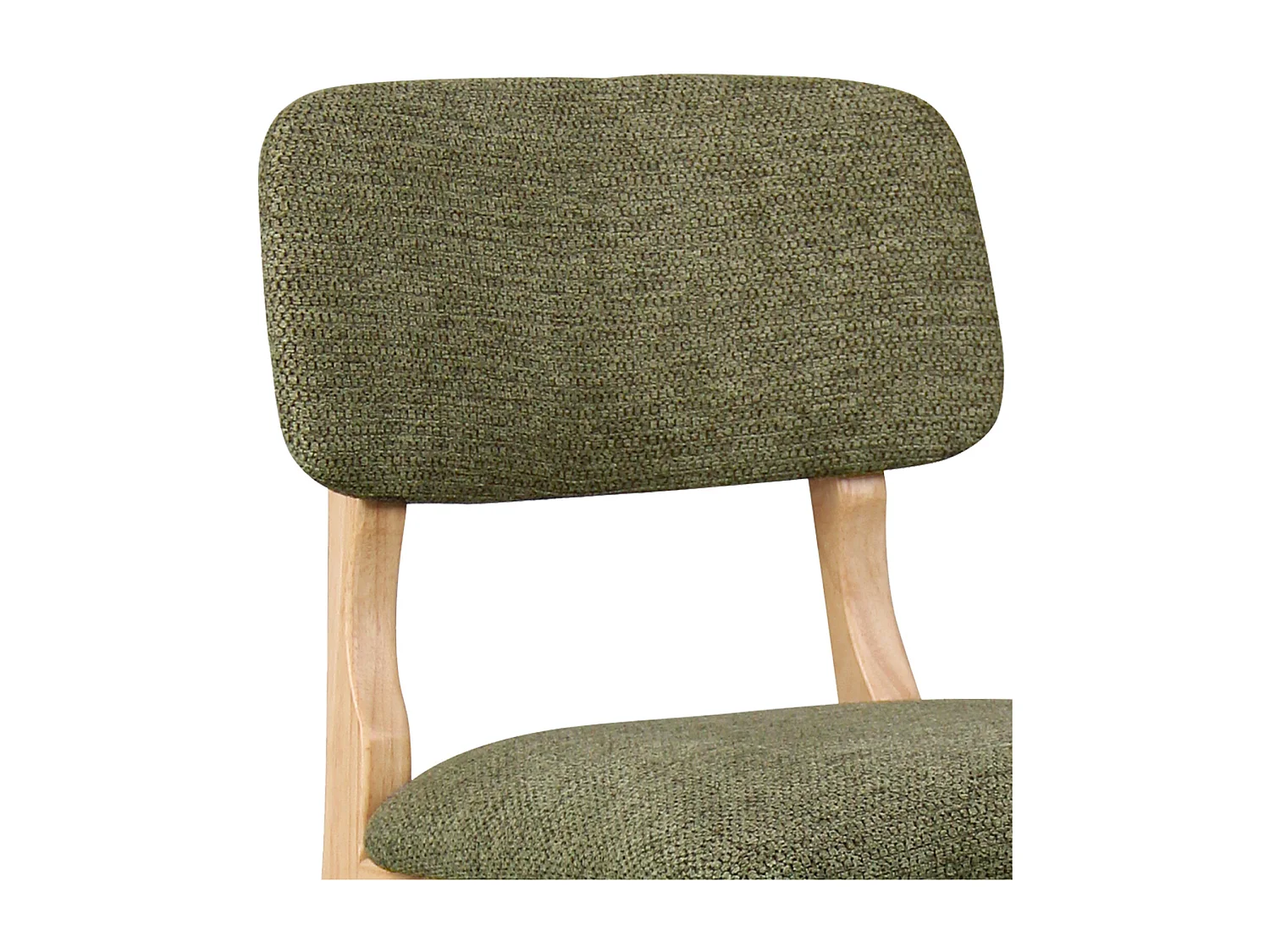 CLIFF-Taburete de bar, Tela verde y madera natural (x2)