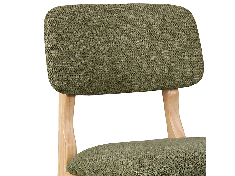 CLIFF-Taburete de bar, Tela verde y madera natural (x2)