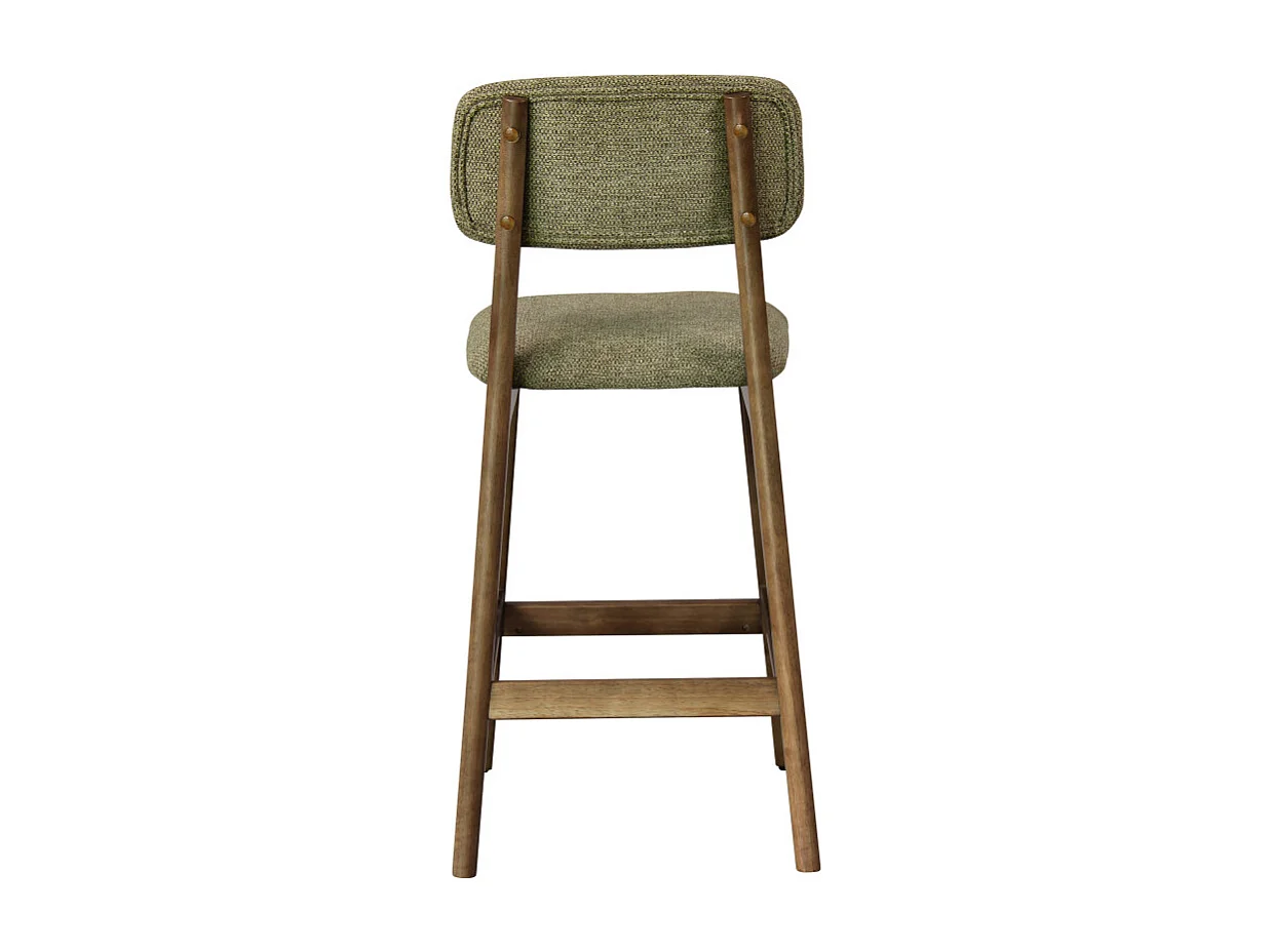 CLIFF-Sgabello da bar, tessuto verde e legno noce (x2)