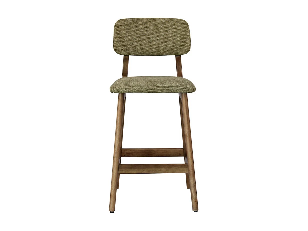 CLIFF-Sgabello da bar, tessuto verde e legno noce (x2)