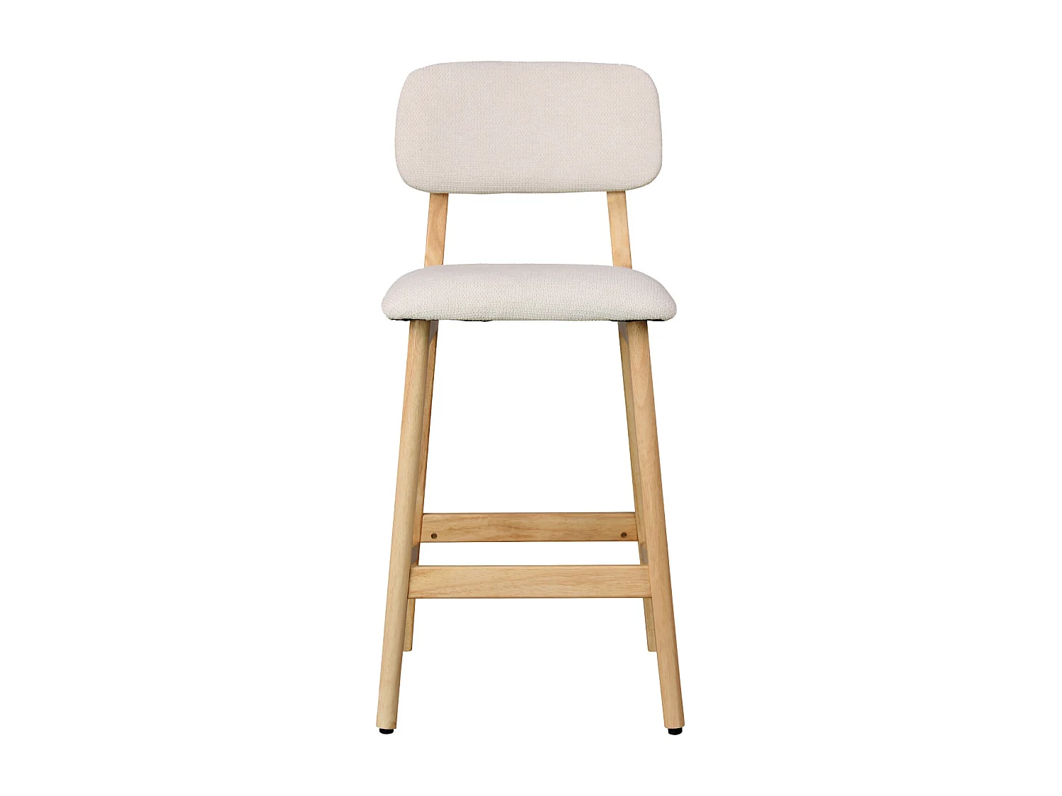 CLIFF-Sgabello da bar, tessuto ecrù e legno naturale (x2)