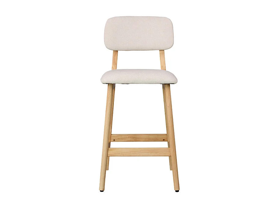 CLIFF-Taburete de bar, tela Ecru y madera natural (x2)