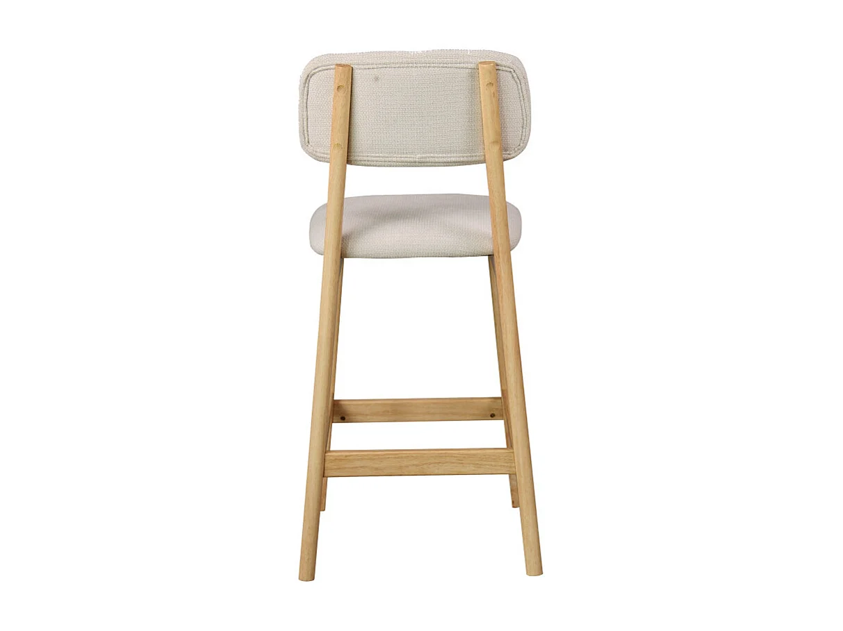 CLIFF-Taburete de bar, tela Ecru y madera natural (x2)