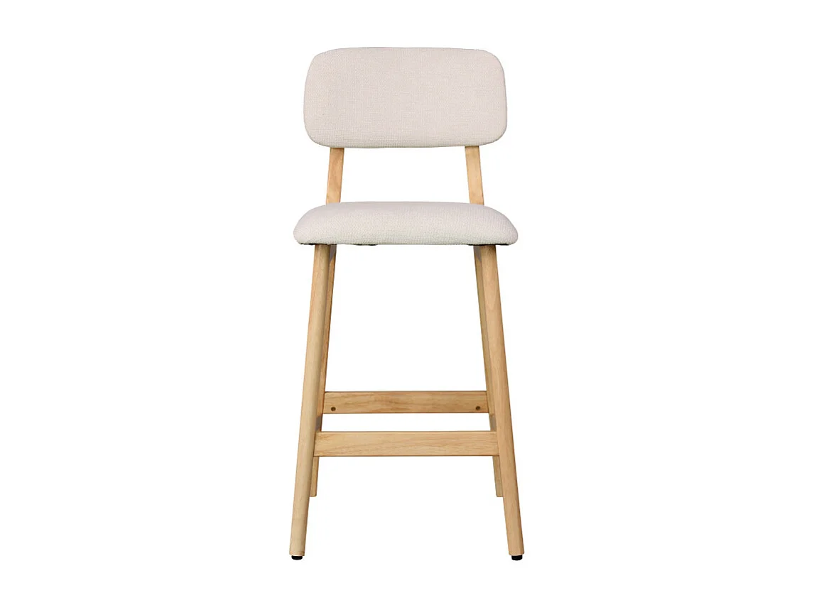 CLIFF-Taburete de bar, tela Ecru y madera natural (x2)