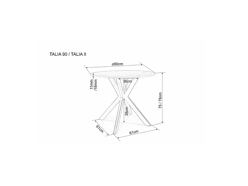 Stół okrągły TALIA II 90x90 dąb/czarny