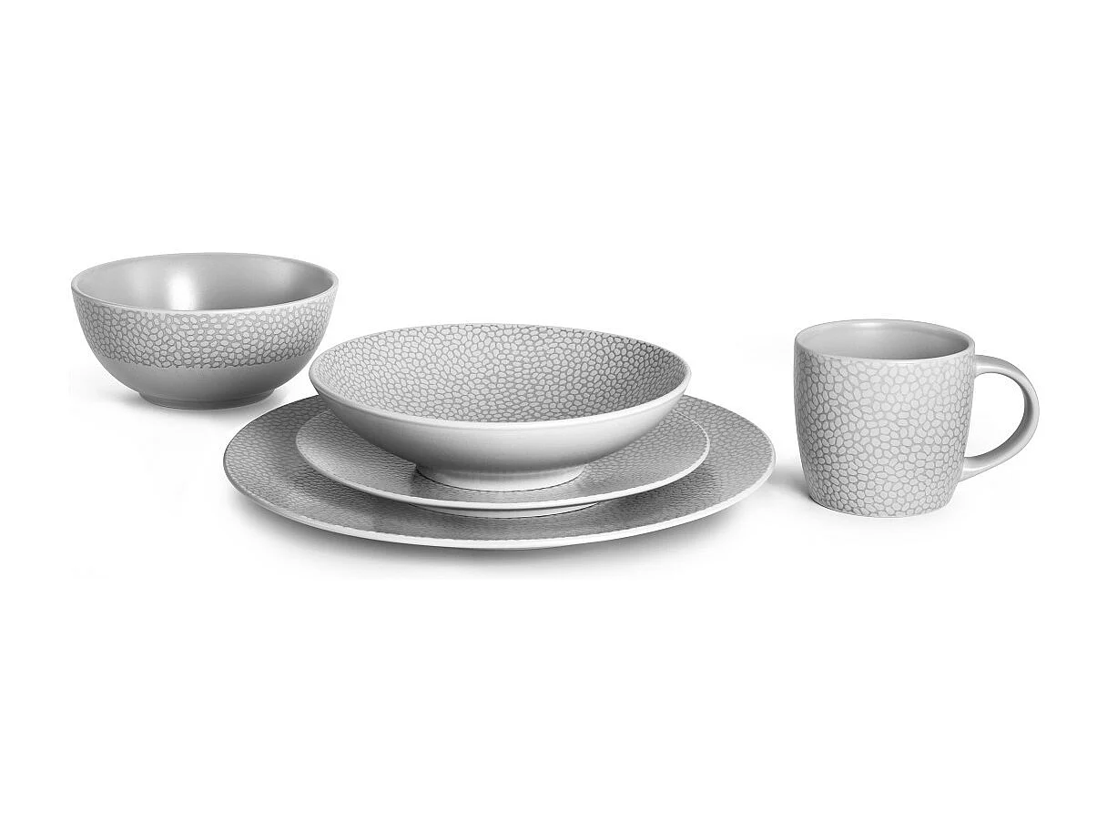 Stone Gris clair - Coffret 6 assiettes salade et pâtes