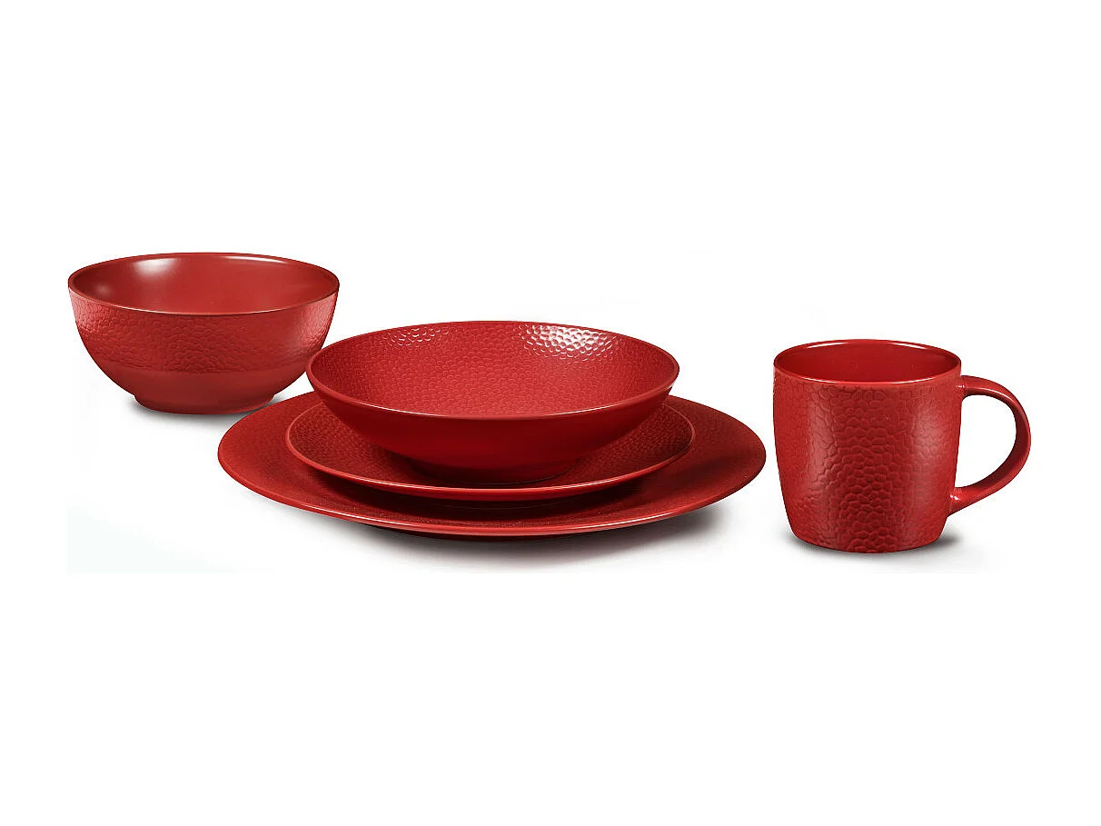 Stone Rouge - Assiette creuse 25 cm (lot de 6)