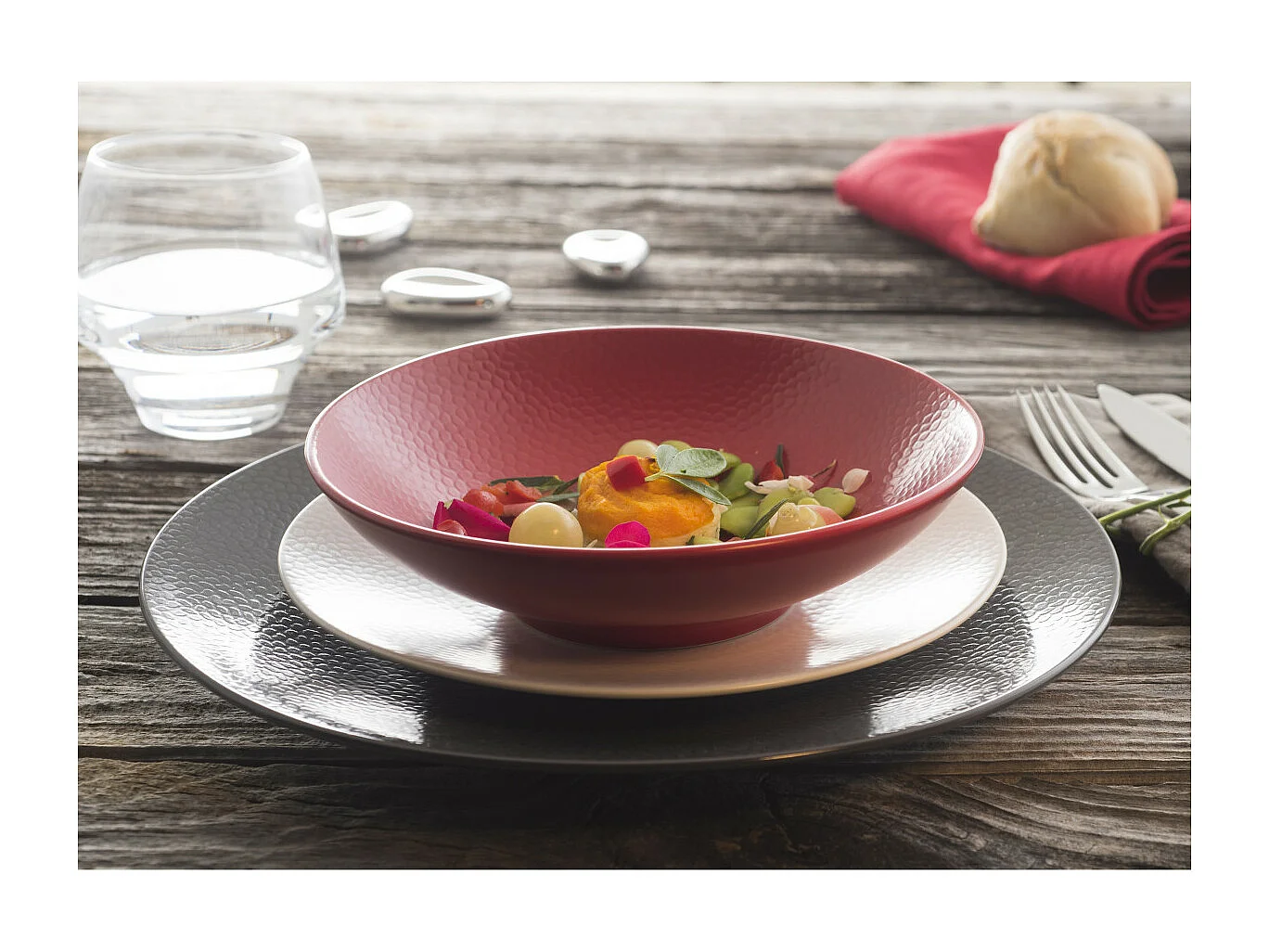 Stone Rouge - Assiette creuse 25 cm (lot de 6)