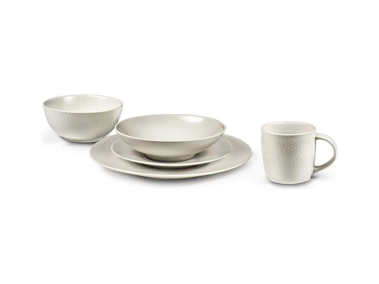 Set aus 6 Flachen Tellern Stone Elfenbein 27 cm - Moderne und Gesellige Kollektion