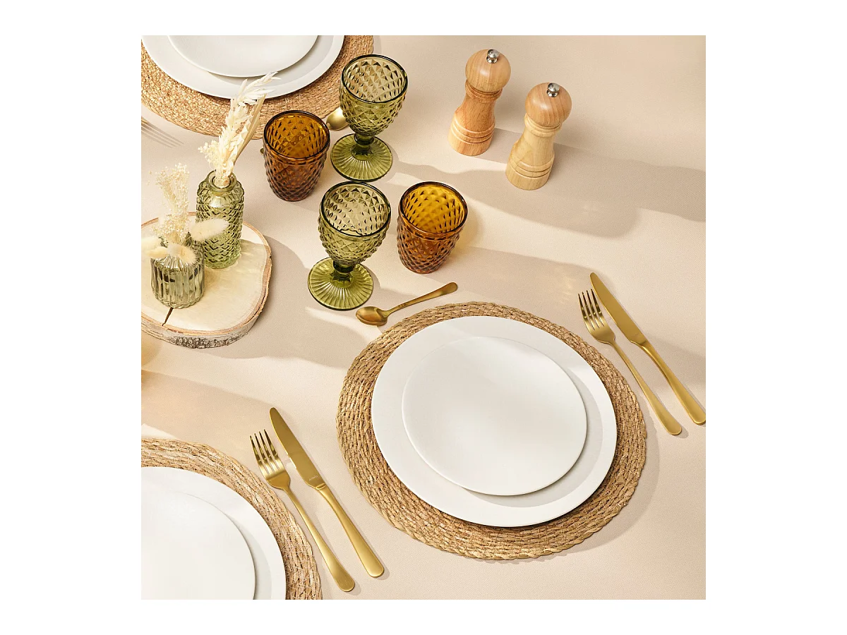 Set aus 6 Desserttellern Stone Elfenbein 20 cm - Moderne Kollektion aus Buntkeramik von Médard de Noblat