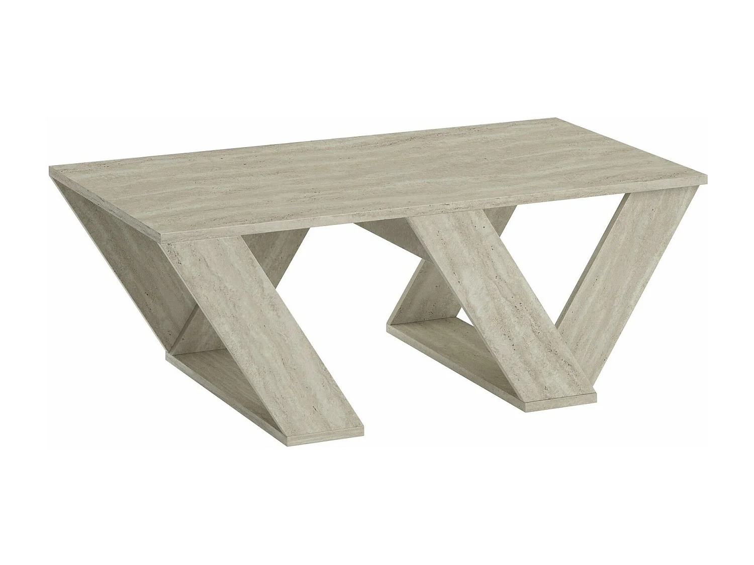 Table basse design Sona L110cm Effet travertin beige