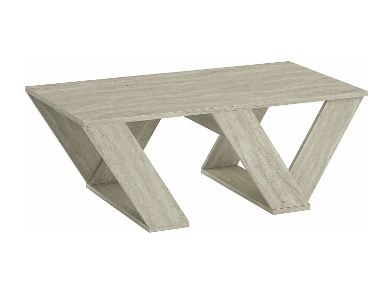 Table basse design Sona L110cm Effet travertin beige