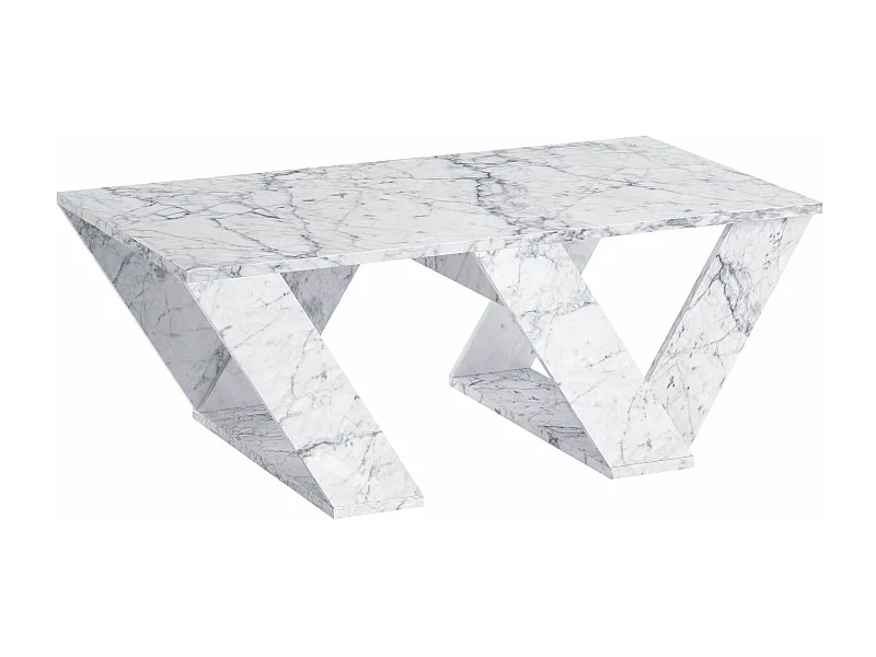 Table basse design Sona L110cm Effet marbre blanc