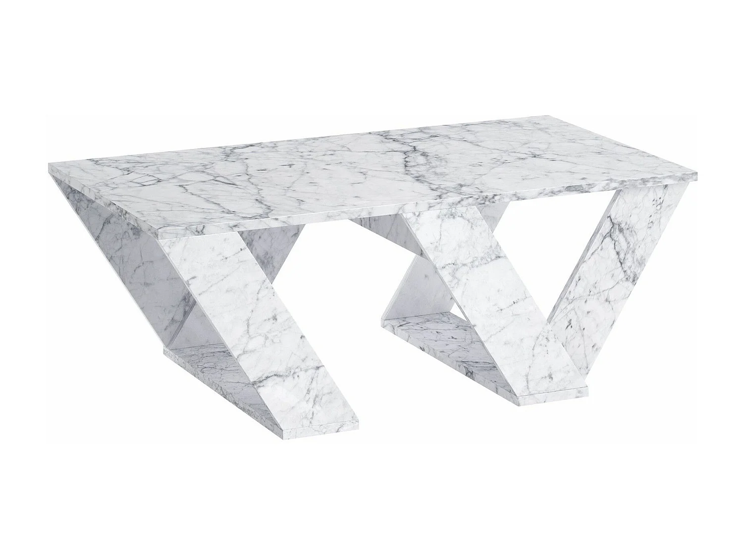 Table basse design Sona L110cm Effet marbre blanc