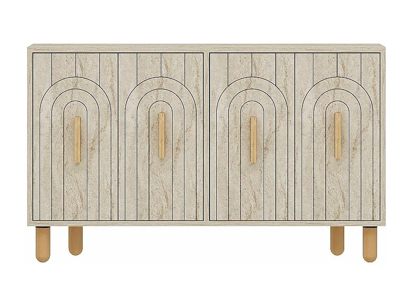 Buffet design 4 portes battantes Stivi L120cm Effet travertin beige