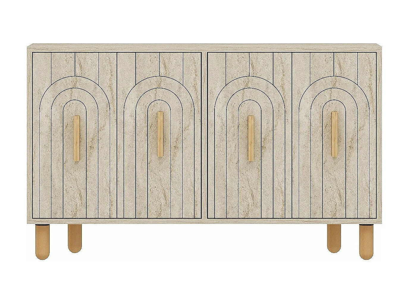 Buffet design 4 portes battantes Stivi L120cm Effet travertin beige