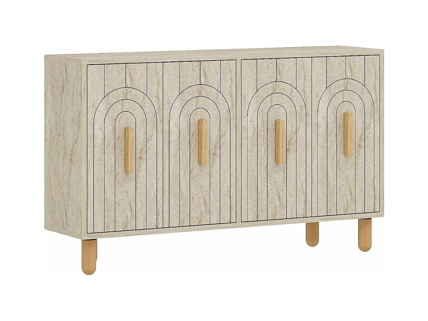Buffet design 4 portes battantes Stivi L120cm Effet travertin beige