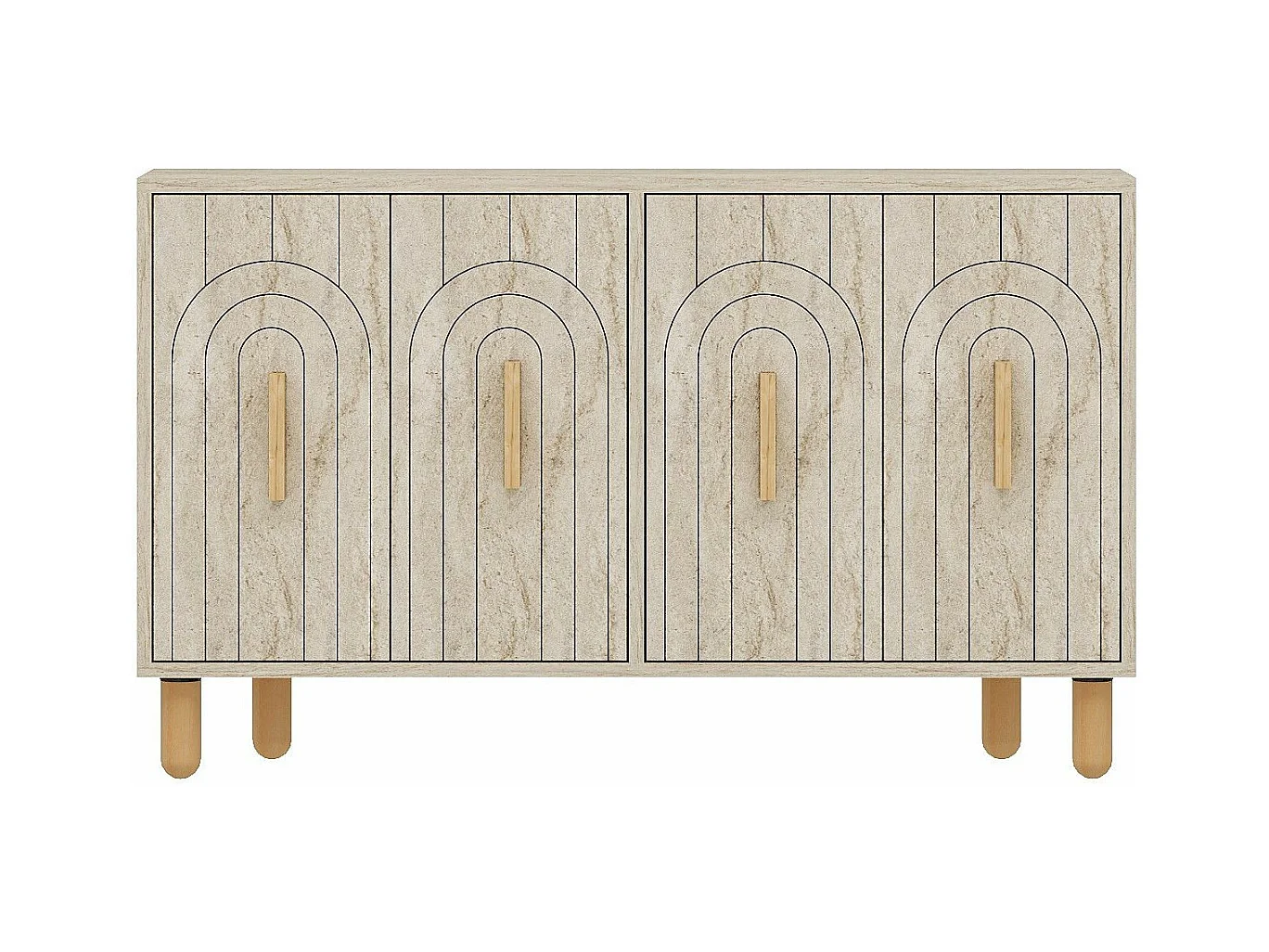 Buffet design 4 portes battantes Stivi L120cm Effet travertin beige